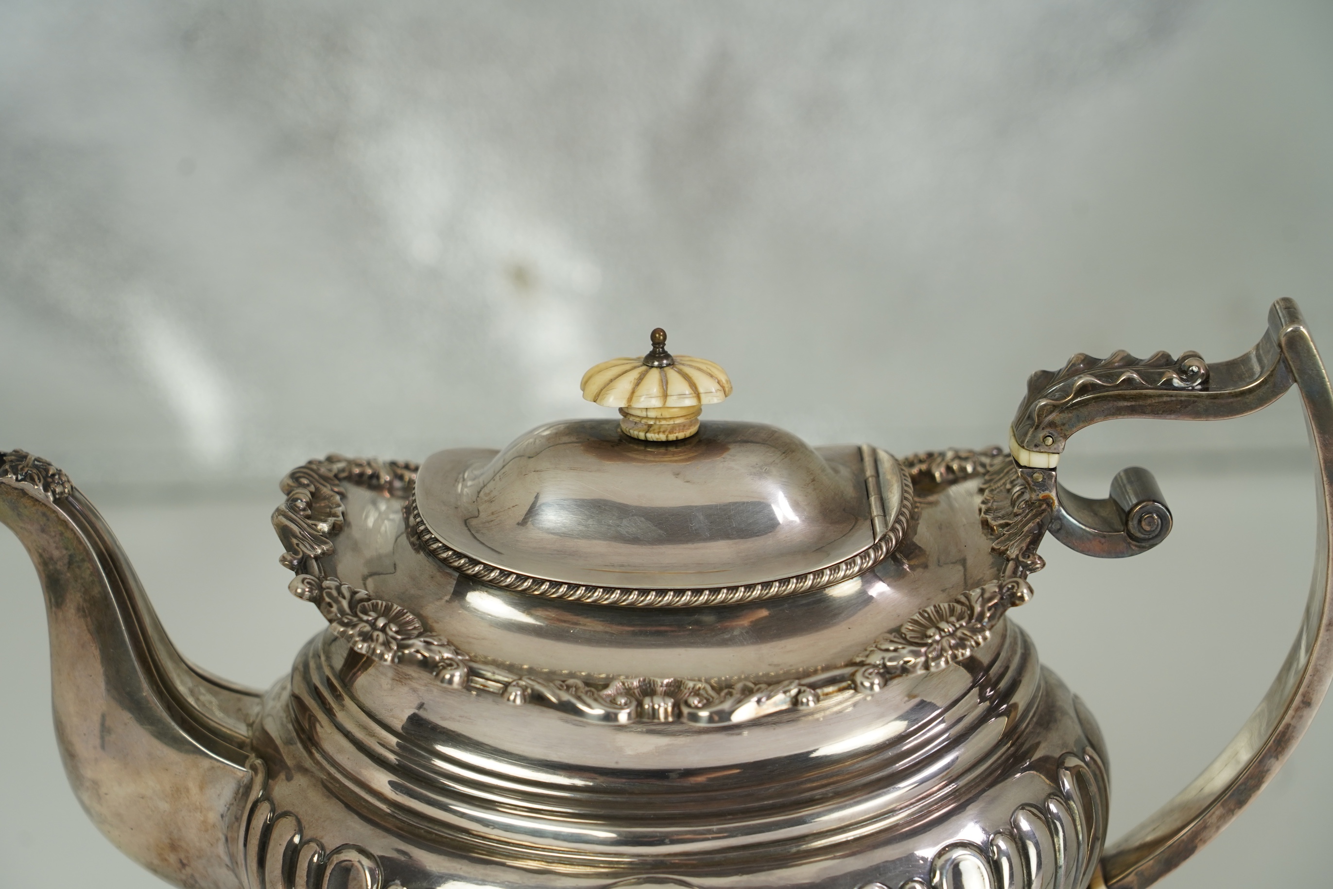 A George III silver pedestal teapot, by John Watson & Son